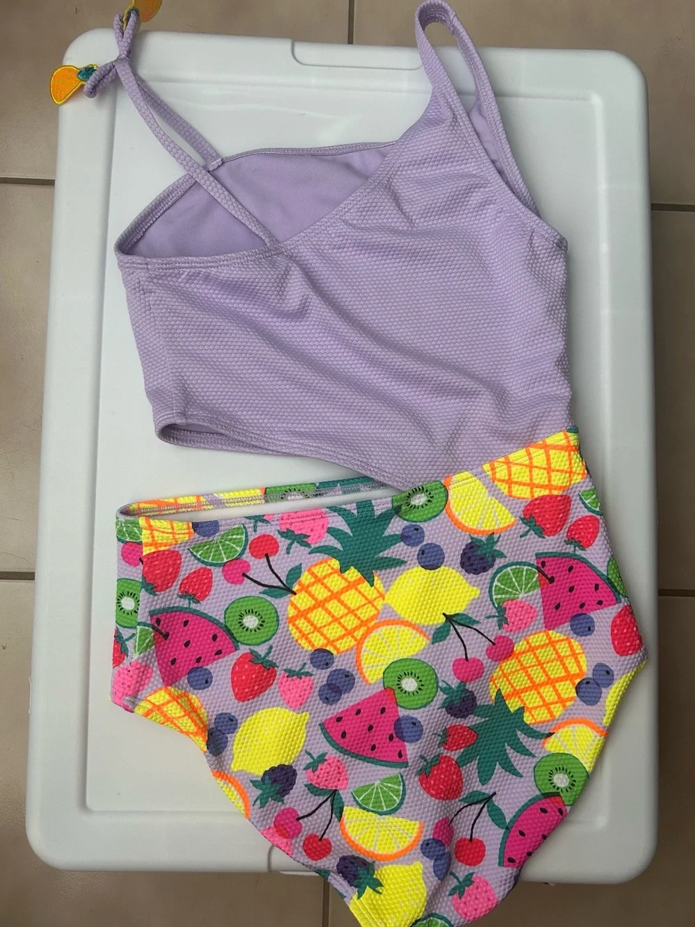EUC Cat & Jack Girls' Tropical Smoothie Fruit Printed One Piece Swimsuit